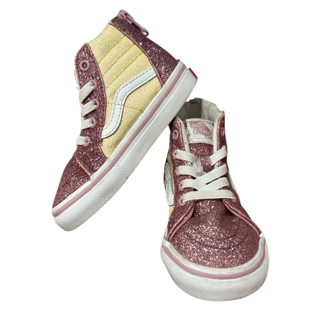 VANS Sk8-hi Zip Glitter Two Tone High Top Skateboard Shoes Size 6